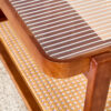 Modern simple rectangle double-layer Walnut color solid wood Glass desktop tea table rattan woven Chinese side table small rectangle table suitable for living room, dining room and bedroom
