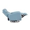 Glider Recliner Chair with Swivel Motion Blue Leather Upholstery Solid Wood Comfort Luxury Living Room Furniture 1pc