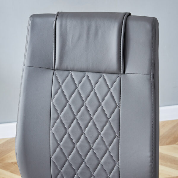 00694d4281004dbc97464e338d969a2b_ced30528e10d65111548e0a4ab694b00 Table and chair set.55"x31.4" Cream-Style White MDF Dining Table Set with 4 Dark Gray Chairs With Silver Metal Legs.MDF Tabletop and metal frame legs.Adding a warm atmosphere to your family.