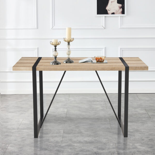 Rustic Industrial Rectangular Wood Dining Table For 4-6 Person, With 1.5" Thick Engineered Wood color Tabletop and Black Metal Legs,Desk For Kitchen Dining Living Room, 55.1" x 31.4"x 29.9"1529W115172