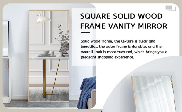 007686cdea9f43bba3c1818e92fec574_20240317_3812e575b72345250f730fe7300de535 Fourth generation solid wood frame long mirror, dressing mirror, bedroom foyer, decorative mirror, clothing store, floor to ceiling mirror, wall mounted. 71 "* 31.4"