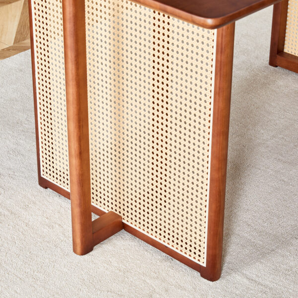 009268068b624023886ac254ee9ce6c3_9d176cb8b3ec24a79f77088b046a5bf4 Chinese country retro solid wood dining table,simple modern imitation rattan dining table.Suitable for dining room, living room, office.Natural Style Walnut Solid Wood Dining Table.