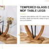 Modern minimalist rectangular glass table with 0.39 "tempered glass top and MDF wood grain sticker legs, suitable for entrance and living room.