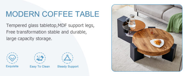 The detachable double-decker coffee table, the stylish design is more precious, and the detachable design can make the use of space more flexible and suitable for various scenes.