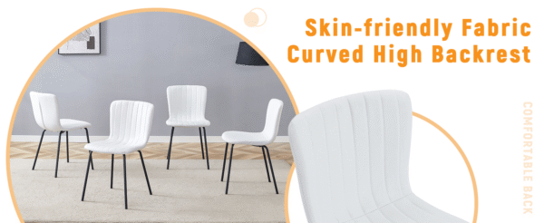 Luxury Minimalist Chairs - A set of 4 high quality dining chairs with black metal legs. The integral metal leg structure is suitable for various interior decoration styles.