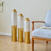 Floor metal vase modern style decoration home droplet shaped white metal vase 3-piece set gorgeous home decoration large glazed metal vase