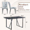 Table and chair set.Modern Black Marble Pattern MDF Dining Set - 55"x31.4"with 6 Light Gray PU chairs with a vertical stripe design on the backrest.Suitable for kitchen,Dining room,etc