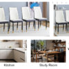 4 Dining Chair Set, White + Grey Dining Chair Set, High Back Seat in PU Material and Sturdy Black Leg Chair for Dining Room, Kitchen and Living Room c-010