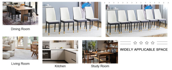 00cd18c16d1c4063b40a2ee52bd319c8_0577cd82d07a0743a87b039f109c3a4d 4 Dining Chair Set, White + Grey Dining Chair Set, High Back Seat in PU Material and Sturdy Black Leg Chair for Dining Room, Kitchen and Living Room c-010