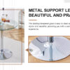 A glass tabletop with a diameter of 35 inches and a modern minimalist circular dining table with electroplated silver metal legs. Suitable for restaurants, living rooms, and conference rooms.BT-1166
