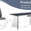 Table and chair set.63"x31.5x30" Black Marble-Patterned Slabs Tabletop with Stainless Steel Butterfly Legs.Paried with 4 Dark gray high-quality PU chairs with silver metal legs.