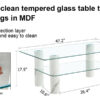 Modern minimalist double layered transparent tempered glass coffee table and coffee table, paired with white MDF decorative columns. Computer desk. Game table. CT-X02