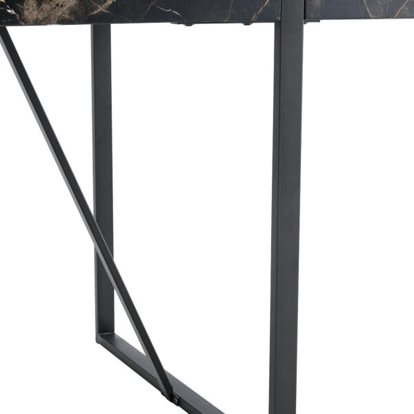 01770982b1734a19bd8f028ce97b87c6_d247260a34676c9969cda6c5fc023cce Industrial rectangular MDF black dining table for 4-6 people with 1.5 inch thick MDF top and black metal legs for work desk, kitchen, terrace, dining room.55*31.4