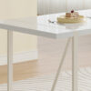 55"x31.5"Cream-Style White MDF Dining Table Set with 4 Armless Chairs.MDF Tabletop and metal legs.The backrest of the dining chair has a vertical line design.Adding a warm atmosphere to your family.