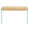 The top of the coffee table is made of medium density fiberboard and wooden stickers, with transparent tempered glass on both sides. The design is simple and elegant, with a sturdy structure.