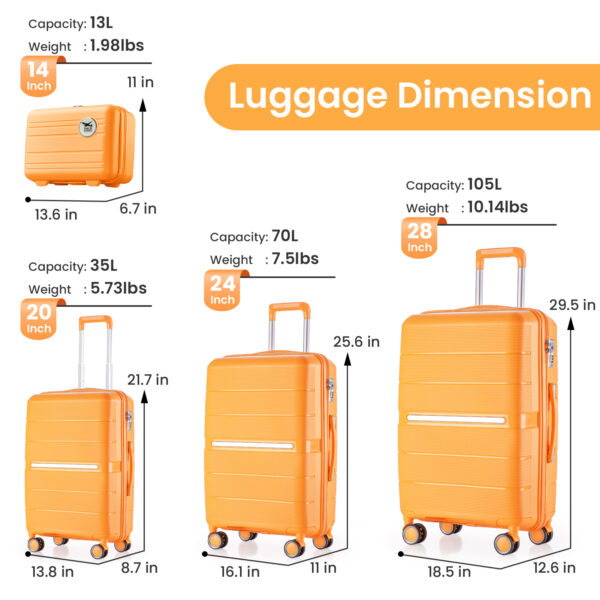 02121a6ff08e4aed82184a4fad6d2438_20240318_6c8b9c872c54fd07814688a31e8d3a2f Luggage Sets 4 Piece(14/20/24/28) PP Lightweight & Durable Expandable suitcase