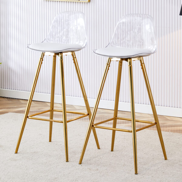 Modern and comfortable upholstered bar chairs, metal legs, small size bar chairs, suitable for part of the crowd, stylish design for dining room, kitchen, terrace and living room chairs.