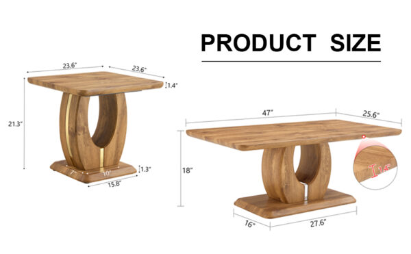 0263ce745ff24a0b846bd6a2f28aa125_54e83a24fcf35a404529ecf21450e630 Modern Minimalist Wood-Tone MDF Coffee Table Set (Square + Rectangular)Wood color,MDF coffee table,wood-colored textured decal,side table.