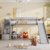 Stairway Twin Size Loft Bed with Two Drawers and Slide,Gray(OLD SKU:LT000515AAE)
