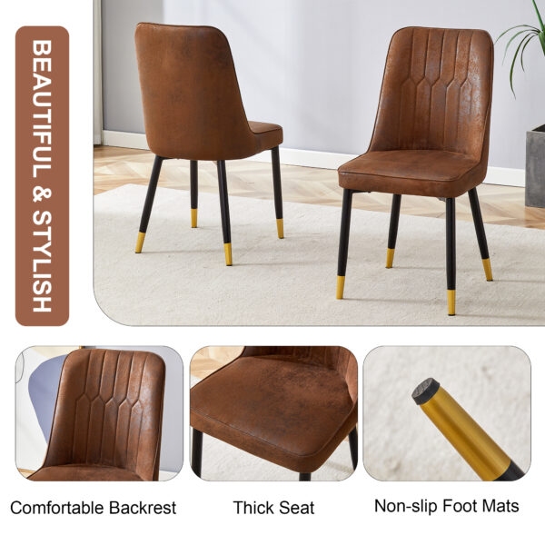 02baf901def9481eb79a862c89b651d4_3e1c7b2ea90eaaae2b4bbaaf85c9234e Brown Suede-like Velvet Dining Chair Set (Two-Pack)Black Metal legs,dinning chairs,brown.