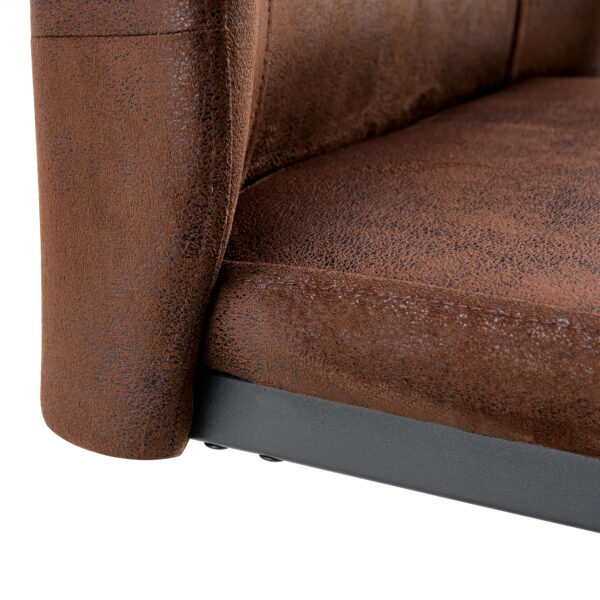 A set of two brown chairs, including suede cushions and black metal legs. Small size, suitable for select groups, suitable for dining room, kitchen, terrace and guest office chairs (set of 2)