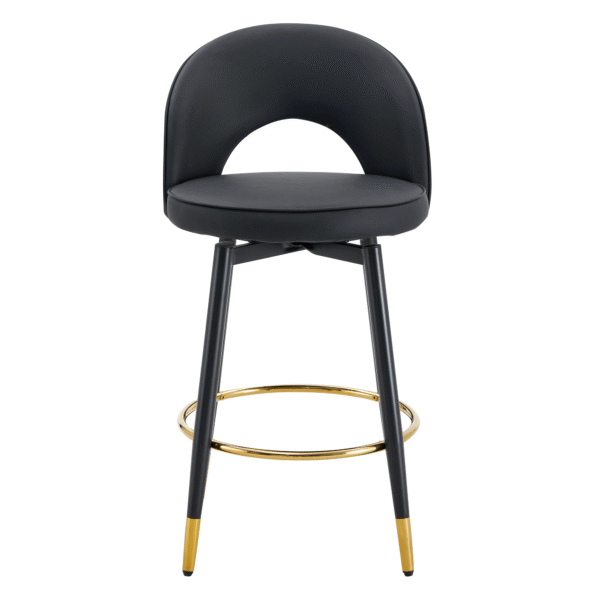 03195010708f48be9c26ae0495562d2b_ec253bf0ff2483e2460a9285ae65b7ee 360 ° rotatable bar chair.Modern PU comfortable upholstered bar chair with smooth and beautiful black metal legs for dining room, kitchen, terrace and guest office chair.Set Of 2.W1151P153939