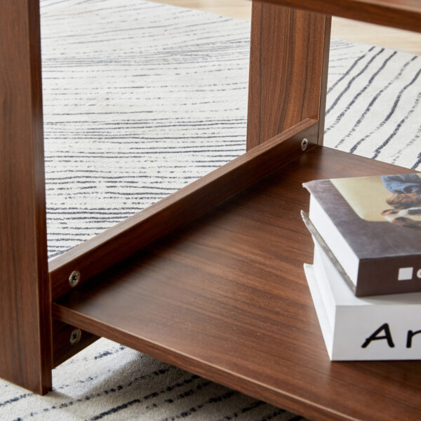 0340b5ea47b74fdd9368fd0915c4286e_20231011_62e99ebd873bbca42f5e023f93e0b7c2 Modern and practical walnut textured coffee tables , tea tables. The double layered coffee table is made of MDF material. Suitable for living room 43.3"*21.6"*16.5" CT-16