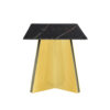 63"x31.5x30" Black Marble-Patterned Slab Dining Table with Golden Stainless Steel Butterfly Legs.The tabletop is designed to be scratch and heat resistant.Slabs Tabletop,Golden Stainless Steels Legs.