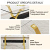 Dining table. Modern tempered glass dining table. Large modern office desk with gold plated metal legs and MDF crossbars, suitable for both home and office use. Kitchen. 79 ''x39''x30 ''  1105