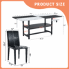 Table and chair set.71*35.4 inch White And Black Spliced Dining Table With Storage Function In The Middle Of The Table Legs.Paired With 6 Black PU Dining Chairs, Simple And Versatile.