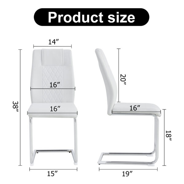 0387bfb5767b4a1e91b7ca6d191bc535_20230906_33f8c90ca287586b423ceca4fe5fb0d3 Modern Dining Chairs with Faux Leather Padded Seat Dining Living Room Chairs Upholstered Chair with Metal Legs Design for Kitchen, Living, Bedroom, Dining Room Side Chairs Set of 4 (White+PU )C-001