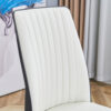 4 Dining Chair Set, White + Grey Dining Chair Set, High Back Seat in PU Material and Sturdy Black Leg Chair for Dining Room, Kitchen and Living Room c-010