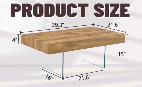 03b082da2ae54a048d865a0aba7bc3f1_c16a70af2b6baf8a44ce49e4cafbb618 Natural Style MDF Coffee Table - 39.3"x21.6" with Tempered Glass Legs.Density Board Sticker,Reinforced Glass.