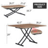 Modern minimalist multifunctional lifting table, with a 0.8-inch wood grain process sticker desktop and black metal legs, can be used as a dressing table, coffee table, dining table, and office table