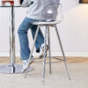 Modern and comfortable upholstered bar chairs, metal legs, small size bar chairs, suitable for part of the crowd, stylish design for dining room, kitchen, terrace and living room chairs.