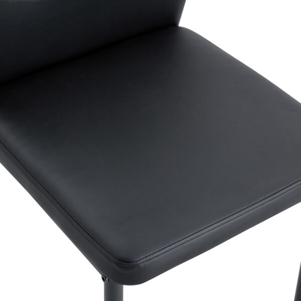 04282c740a05437c8ce6b71dfca7ae69_1a5e265938a13040c499ed2351a9ff2b Luxury Simple Chair - Set of 6 BLACK PU Material High Resilience Dining Chair with Metal Black Leg.The Chair Back Has a Vertical Stripe Design With Smooth And Uniform Lines.