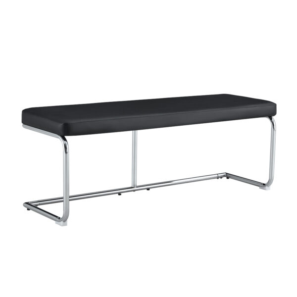 Black shoe changing bench silver metal legs,  sofa bench dining chair, suitable for bedroom fitting room, storage room, dining room, and living room. ST-005
