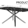 Large modern minimalist rectangular dining table with 0.39 "imitation marble black tabletop and silver metal legs, suitable for kitchen, dining room, living room, conference room.W1151S00985