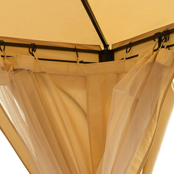 TREXM 10x12 Outdoor Gazebo Tent with Double Roofs, Patio Gazebo with Mosquito Netting and Privacy Screens, Patio Canopy for Shade and Rain for Backyard, Garden, Lawn and Deck (Beige)