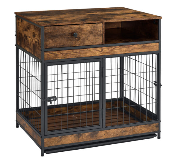 046c6f7698d84ec5bccd5af39bfbb886_20240319_7217d48c78ccab929abe02e2709d1329 Furniture Dog Cage Crate with Double Doors ,Rustic Brown,31.5"WX22.64"DX30.59"H