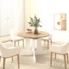 Dining Table for Farmhouse Kitchen 59x43 Inch Expandable Oval Table Top with Removable Leaf Trestle X Shaped Base White