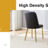 4 modern dining chairs, sleek PU leather backrest, and gold metal legs bring a comfortable home experience to the kitchen, bedroom, and office.