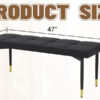 47*16 Inch Multifunctional Black Shoe Bench - Faux PU Cushion, Sturdy Metal Legs With Gold Accents.Suitable For Bedroom,Fitting room, Storage room, Dining room, and Living room,etc.