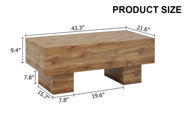 0555a7e3f3e7439aa6c089d61b6a278a_1201dfd847dbc3509bbbe77c9976ebc7 This modern rectangular coffee table features a stylish wood color, making it an ideal addition to any living room or apartment, and measures 43.3 "x 21.6" x 17.2 ".W1151P168335