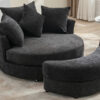Orisfur. 360° Swivel Accent Barrel Chair with Storage Ottoman & 4 Pillows, Modern Chenille Leisure Chair Round Accent for Living Room, Gray