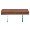 Walnut Colored MDF Coffee Table - 39.3"x21.6" with Tempered Glass Legs.Density Board Sticker,Reinforced Glass Legs.Walnut Colored Texture Sticker.