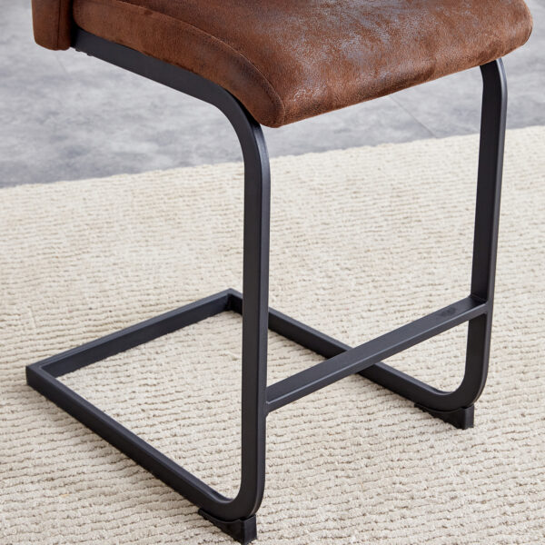 A set of two brown chairs, including suede cushions and black metal legs. Small size, suitable for select groups, suitable for dining room, kitchen, terrace and guest office chairs (set of 2)