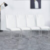 Modern Dining Chairs with Faux Leather Padded Seat Dining Living Room Chairs Upholstered Chair with Metal Legs Design for Kitchen, Living, Bedroom, Dining Room Side Chairs Set of 4 (White+PU )C-001