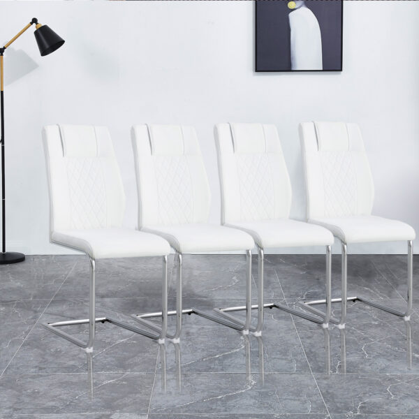 05c0e598656d463d91c3b0cdf4680c0a_20230516_12464ebbab6d94759d2118e1bb645a1f Modern Dining Chairs with Faux Leather Padded Seat Dining Living Room Chairs Upholstered Chair with Metal Legs Design for Kitchen, Living, Bedroom, Dining Room Side Chairs Set of 4 (White+PU )C-001