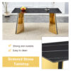 63"x31.5x30" Black Marble-Patterned Slab Dining Table with Golden Stainless Steel Butterfly Legs.The tabletop is designed to be scratch and heat resistant.Slabs Tabletop,Golden Stainless Steels Legs.